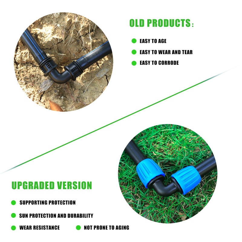 FULAIERGD 1/2 inch Blue Lock Barbed Elbow Connectors fit Drip Irrigation Fittings,16mm PE Tubing Connectors For 1/2"" Drip Irrigation Tubing (OD 0.620 in.ID is 0.520. in)(10 Pcs Blue) - Image 2